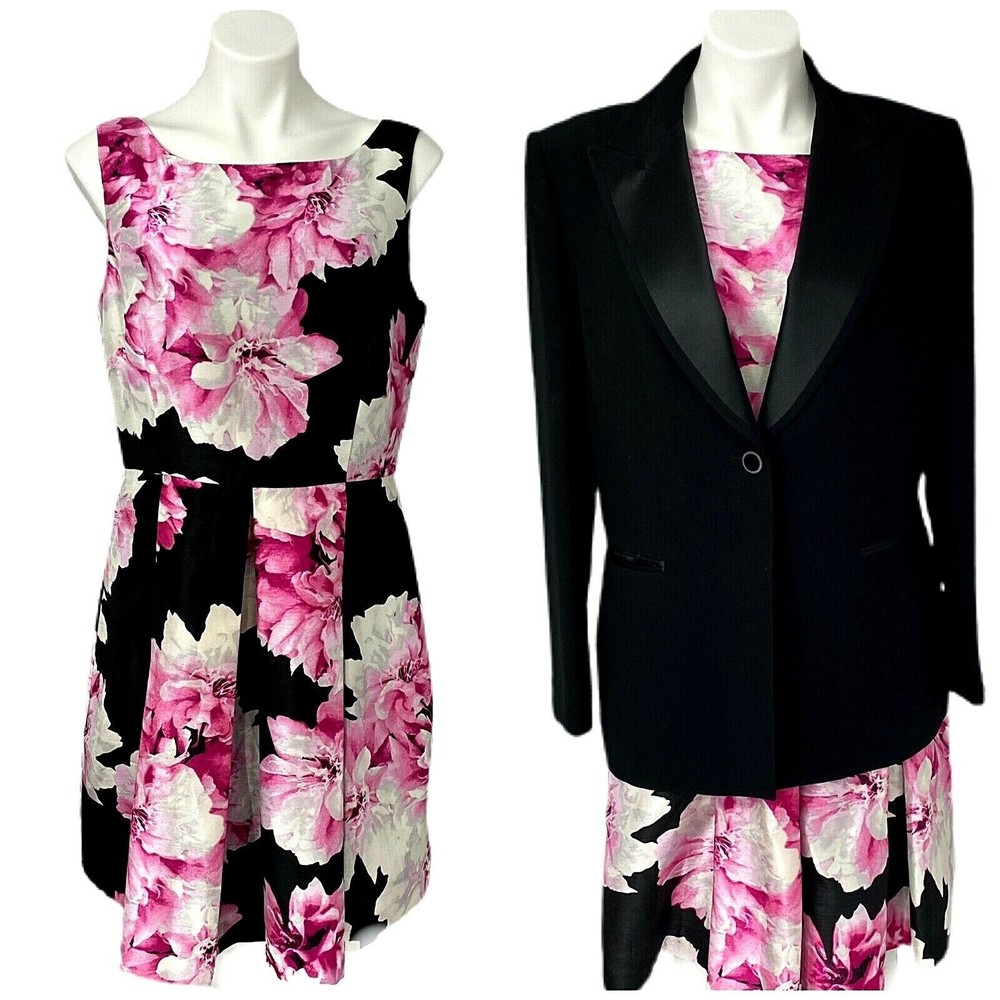 Lot of 2 Christopher Banks Womens Dress Blazer Combo Size 14 Pink Floral Summer